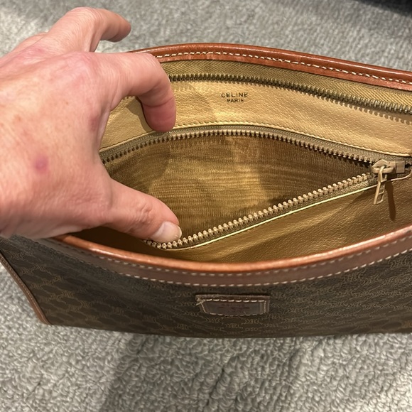 Authentic Celine Vintage Brown Logo Clutch Leather & Web Canvas 11 X 7 Inches - Picture 13 of 16